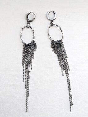 Handmade Sterling Silver Chain Drop Earrings - Gothic, Minimalist, Grunge